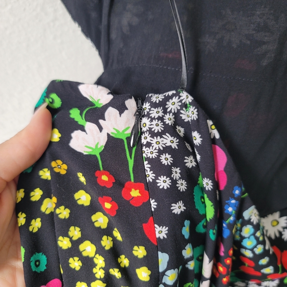 The Kooples NWT Joyful Floral Print Cut Out Dress Size 2/Medium In Black Floral - Picture 12 of 14